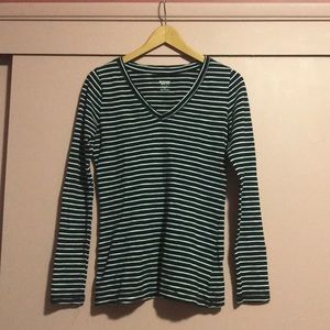Black with white stripes long sleeve shirt